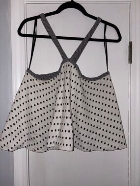 Anthropologie Cream Polka Dot Crossback Camisole